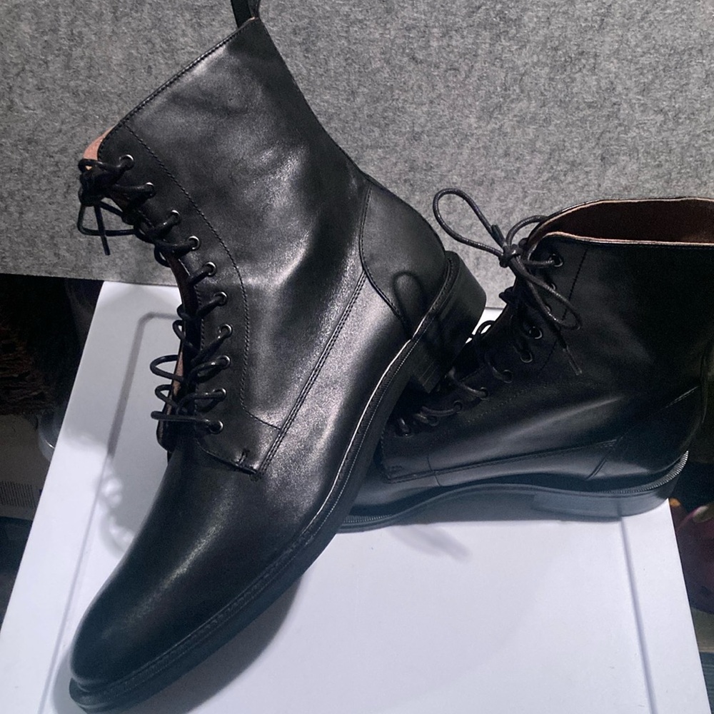 Men’s 12 Banana Republic Italian Men's Black Leather Lace Up Boots (New) - Picture 10 of 10